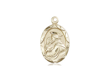 14kt Solid Gold Medium St. Anthony of Padua Medal Pendant 3/4 x 3/8 inch by Bliss Manufacturing