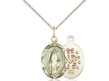 14kt Gold Filled Medium Miraculous Medal Necklace with enamel accents and 18 inch chain by Bliss