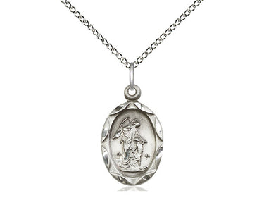 Sterling silver Guardian Angel pendant necklace 3/4 x 3/8 inches with 18 inch chain by Bliss