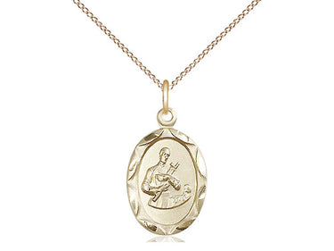 14kt Gold Filled St. Gerard Patron Saint Medal Necklace 3/4 x 3/8 inch with 18 inch chain by Bliss
