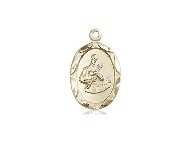 14kt Solid Gold St. Gerard Majella Patron Saint Medal Pendant 3/4 inch by 3/8 inch Handcrafted by Bliss USA