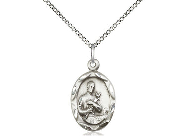 Sterling Silver St. Gerard Patron Saint Medal Necklace 3/4 inch by 3/8 inch on 18 inch Chain by Bliss