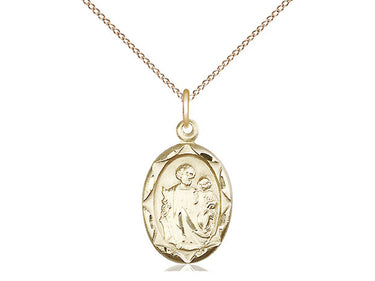 14kt Gold Filled St. Joseph patron saint medal necklace with 3/4 inch pendant on 18 inch chain by Bliss Manufacturing
