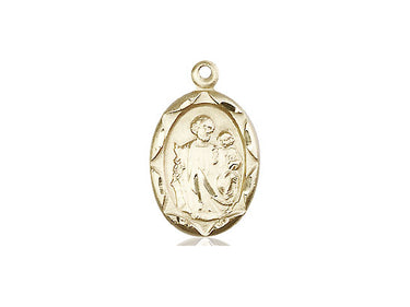 14kt solid gold St. Joseph patron saint medal pendant 3/4 x 3/8 inches handcrafted by Bliss Manufacturing USA