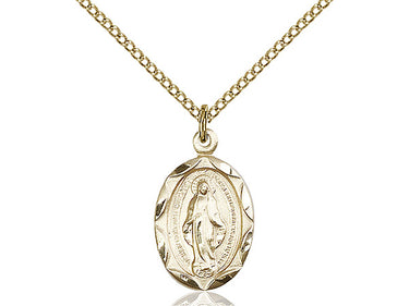 14kt Gold Filled Medium Miraculous Medal Necklace 3/4 x 3/8 inches with 18 inch chain by Bliss