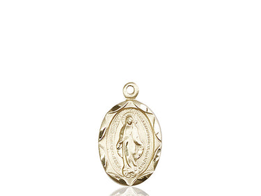 14kt Solid Gold Miraculous Medal Pendant 3/4 x 3/8 inches handcrafted by Bliss Manufacturing