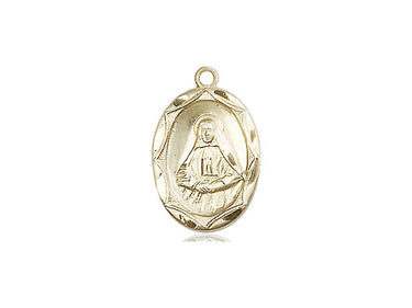 14kt solid gold small St. Frances Cabrini patron saint medal pendant 5/8 x 3/8 inch handcrafted USA Bliss