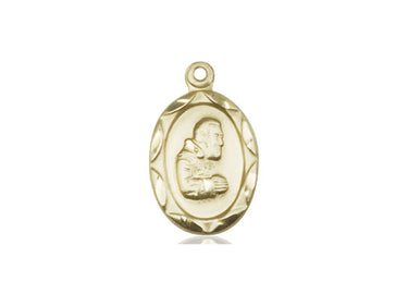 14kt Solid Gold St. Pio of Pietrelcina Patron Saint Medal Pendant 3/4x3/8 inches by Bliss Manufacturing