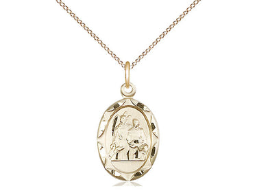 14kt Gold Filled Medium St. Raphael the Archangel Medal Necklace 3/4 inch by 3/8 inch with 18 inch chain Bliss