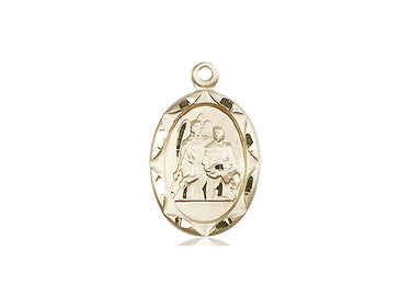 14kt solid gold St. Raphael the Archangel medal pendant, 3/4 inch by 3/8 inch, handcrafted in USA by Bliss Manufacturing