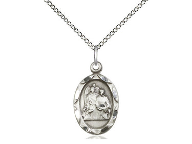 Sterling Silver St. Raphael the Archangel Patron Saint Medal Necklace 3/4 x 3/8 inches with 18 inch chain by Bliss