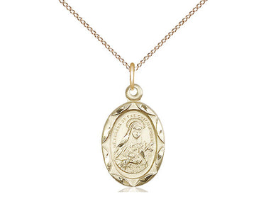 14kt Gold Filled St. Theresa Patron Saint Medal Necklace 3/4 x 3/8 inches with 18 inch chain by Bliss