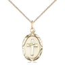 14kt gold filled medium cross necklace 3/4 x 1/2 inch pendant with 18 inch chain - Bliss USA handcrafted