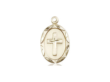 14kt solid gold medium cross pendant 3/4 x 3/8 inch handcrafted USA by Bliss Manufacturing heirloom quality