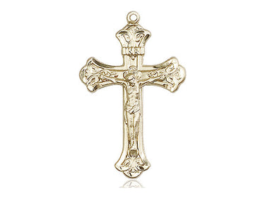 14kt Solid Gold Medium Catholic Crucifix Pendant 1 1/8 x 5/8 inches Handcrafted by Bliss