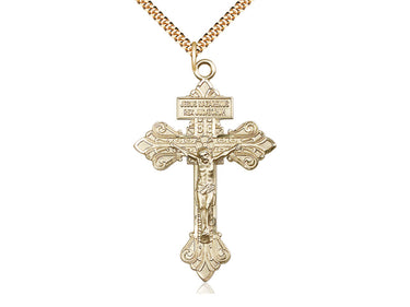 14kt Gold Filled Extra Large Crucifix Necklace 2 1/8 x 1 3/8 inches with 24 inch chain by Bliss