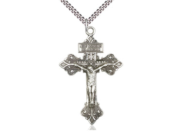 Sterling Silver Extra Large Crucifix Necklace 2 1/8 x 1 3/8 inches with 24 inch chain by Bliss