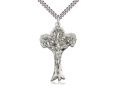 Large Sterling Silver Tree of Life Crucifix Necklace with 24 inch chain by Bliss Manufacturing