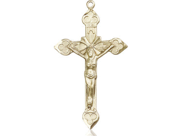 14kt Solid Gold Extra Large Catholic Crucifix Medal 1-7/8x1-1/8 inches handcrafted by Bliss Manufacturing USA