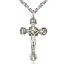 Large Sterling Silver Catholic Crucifix Necklace 1 3/4 x 1 1/8 inches with 24 inch chain by Bliss