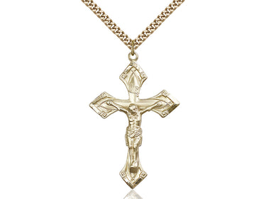 Extra Large 14kt Gold Filled Catholic Crucifix Necklace 1 7/8 x 1 1/8 inches with 24 inch chain by Bliss