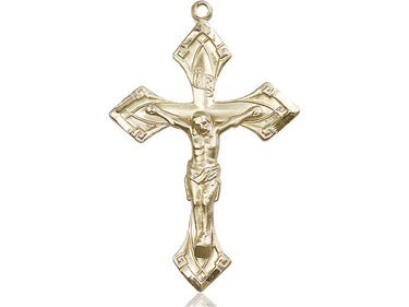 Extra Large 14kt Solid Gold Catholic Crucifix Pendant 1 7/8 x 1 1/8 handcrafted by Bliss USA