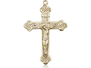 Extra Large 14kt Solid Gold Catholic Crucifix Pendant 1 7/8 x 1 1/4 inches handmade by Bliss Manufacturing