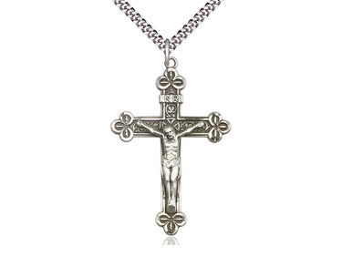 Extra Large Sterling Silver Catholic Crucifix Necklace 1 7/8 x 1 1/4 inches with 24 inch chain by Bliss