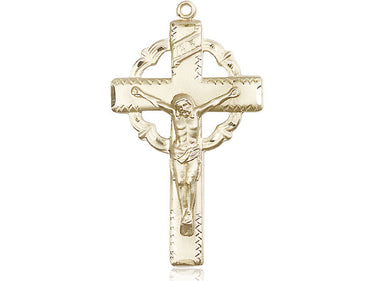 Large 14kt Solid Gold Catholic Crucifix Pendant 1 5/8 x 1 inch handmade by Bliss Manufacturing USA