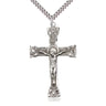 Extra large sterling silver Catholic crucifix necklace with 2 inch pendant and 24 inch chain by Bliss Manufacturing