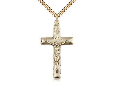 14kt Gold Filled Large Catholic Crucifix Necklace 1 5/8 x 7/8 inches on 24 inch chain by Bliss USA