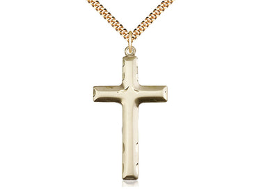 14kt Gold Filled Large Cross Necklace 1 5/8 x 7/8 inches with 24 inch curb chain by Bliss Manufacturing