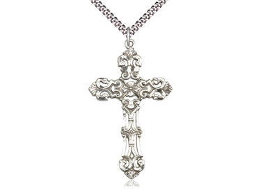 Sterling Silver Extra Large Cross Necklace 2 1/8 x 1 1/4 inches with 24 inch chain by Bliss