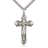 Large sterling silver crucifix necklace pendant 1 5/8 x 7/8 inches with 24 inch chain by Bliss
