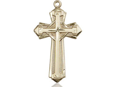 Large 14kt Solid Gold Cross Pendant 1-5/8 x 7/8 inches handcrafted in USA by Bliss Manufacturing