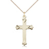 14kt Gold Filled Medium Catholic Cross Necklace 1 1/8 x 5/8 inches on 18 inch Curb Chain by Bliss