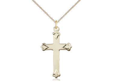 14kt Gold Filled Medium Catholic Cross Necklace 1 1/8 x 5/8 inches on 18 inch Curb Chain by Bliss