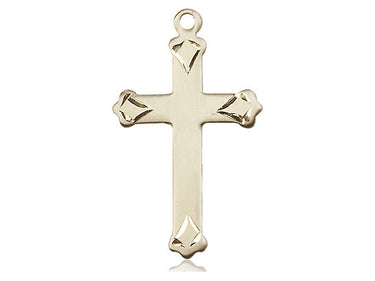 14kt Solid Gold Medium Catholic Cross Pendant 1 1/8 x 5/8 inches Handcrafted by Bliss Manufacturing USA