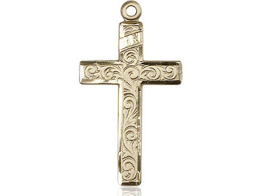 14kt Solid Gold Large Catholic Cross Pendant 1 1/4 x 3/4 inches Handcrafted by Bliss Manufacturing USA