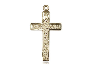 14kt Solid Gold Cross Pendant 1 1/8 inch by 5/8 inch handcrafted by Bliss Manufacturing USA