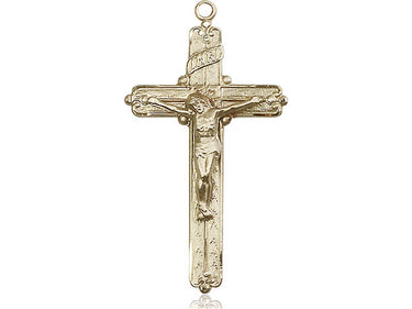 14kt Solid Gold Large Catholic Crucifix Pendant 1 3/8 x 3/4 inch handcrafted by Bliss Manufacturing
