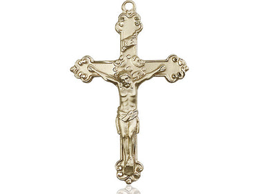 14kt Solid Gold Large Catholic Crucifix Pendant 1 5/8 x 1 inch handcrafted by Bliss Manufacturing