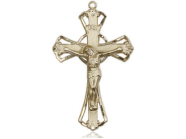 14kt Solid Gold Large Catholic Crucifix Pendant 1 1/4 x 3/4 inch handcrafted by Bliss USA