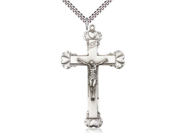 Extra Large Sterling Silver Crucifix Necklace 2 3/8 x 1 3/8 inches with 24 inch chain by Bliss USA