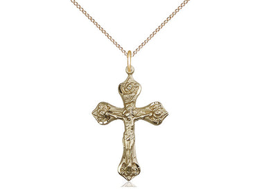 14kt gold filled crucifix necklace 1 x 5/8 inches with 18 inch chain handmade by Bliss
