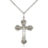 Sterling Silver Catholic Crucifix Necklace 1×⅝ inches with 18 inch chain handcrafted by Bliss USA