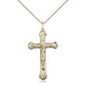 14kt gold filled medium Catholic crucifix necklace 1 1/8 x 5/8 inches with 18 inch chain handcrafted by Bliss USA