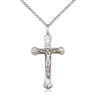 Sterling silver Catholic crucifix necklace, medium 1⅛ inch x ⅝ inch pendant, 18 inch curb chain, handcrafted USA by Bliss