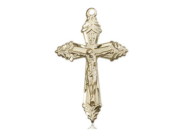 Large 14kt Solid Gold Catholic Crucifix Pendant 1 5/8 x 1 inch handcrafted by Bliss Manufacturing USA