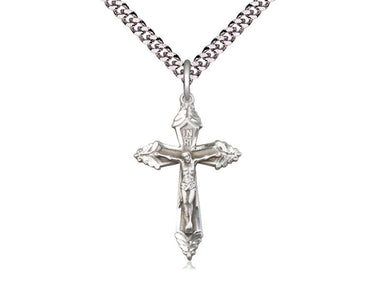 Large Sterling Silver Catholic Crucifix Necklace 1 5/8 inch pendant with 24 inch chain by Bliss USA